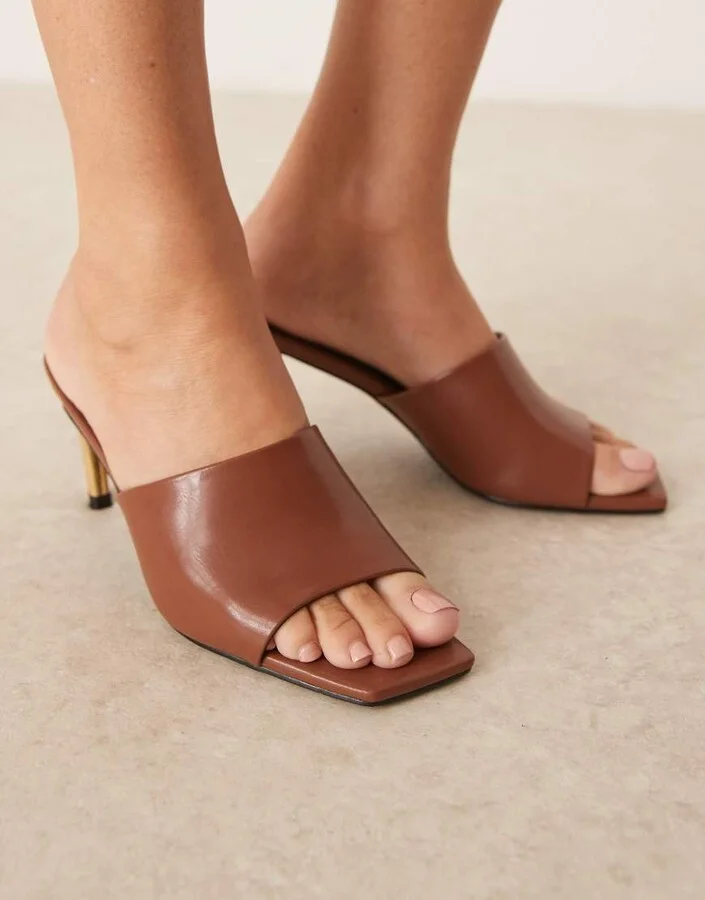 RAID Vera heeled mules in brown - Image 4