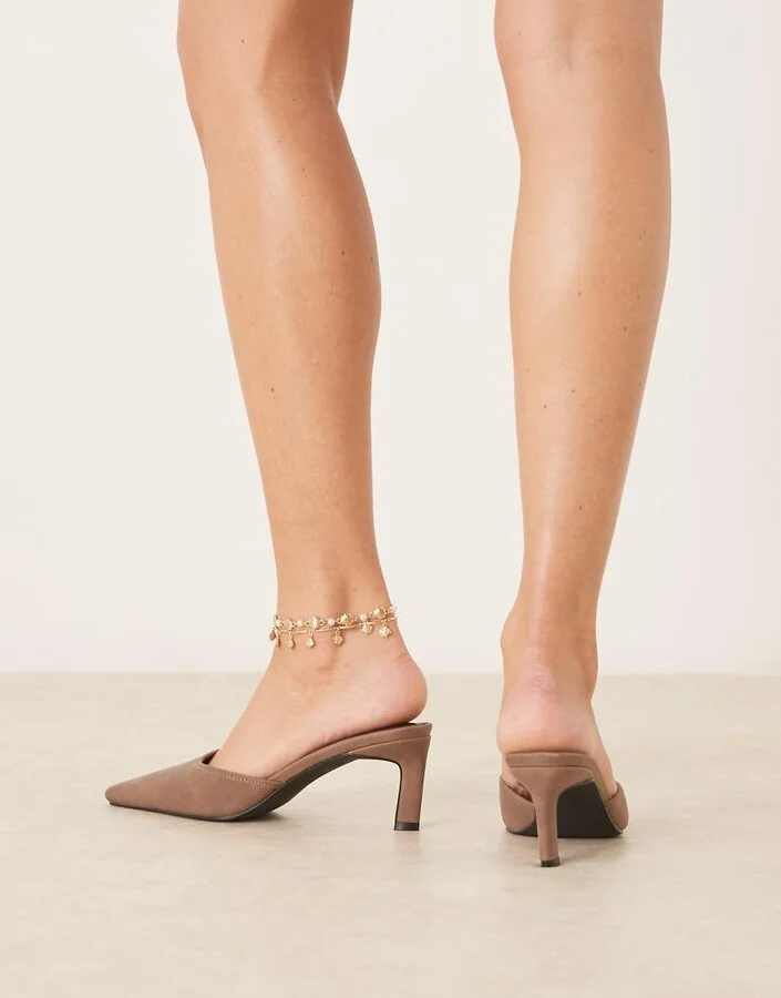 RAID Wide Fit Alya heeled mules in distressed brown - Image 3