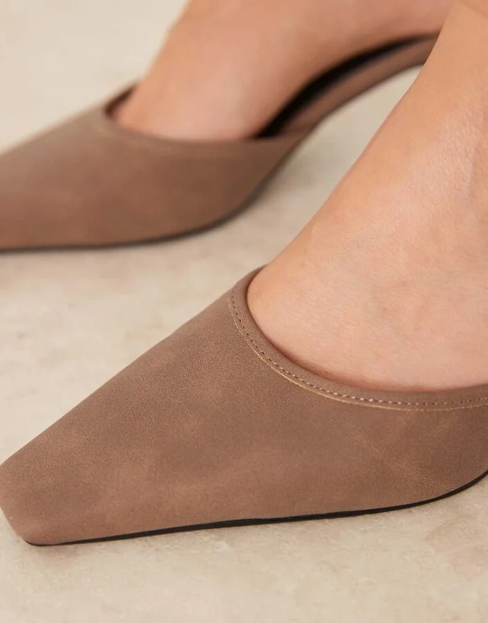 RAID Wide Fit Alya heeled mules in distressed brown - Image 4