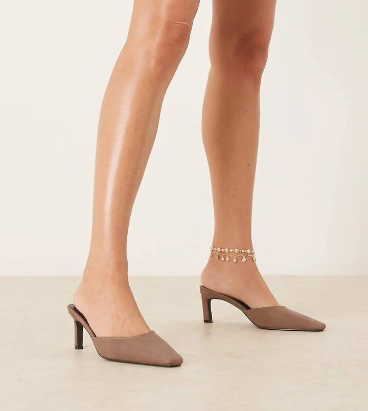 RAID Wide Fit Alya heeled mules in distressed brown