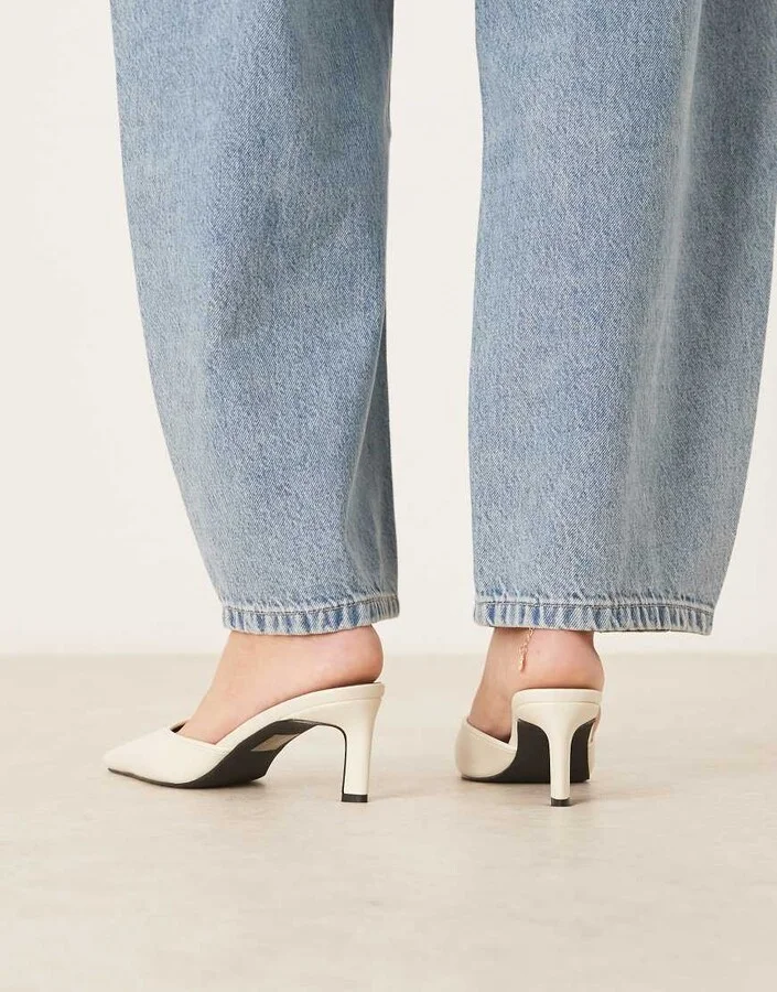 RAID Wide Fit Alya heeled mules in off white - Image 3