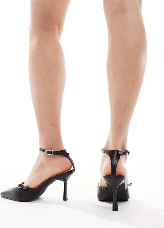 RAID Wide Fit Bexlie kitten heeled shoes with buckle in black - Image 4