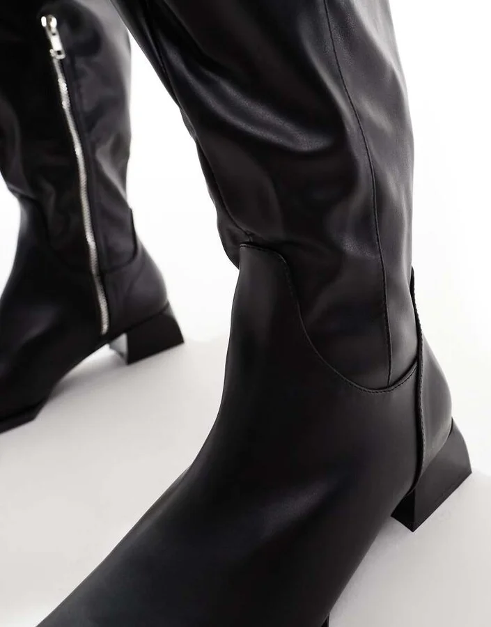 RAID Wide Fit Elixir knee boots with square toe in black - Image 3