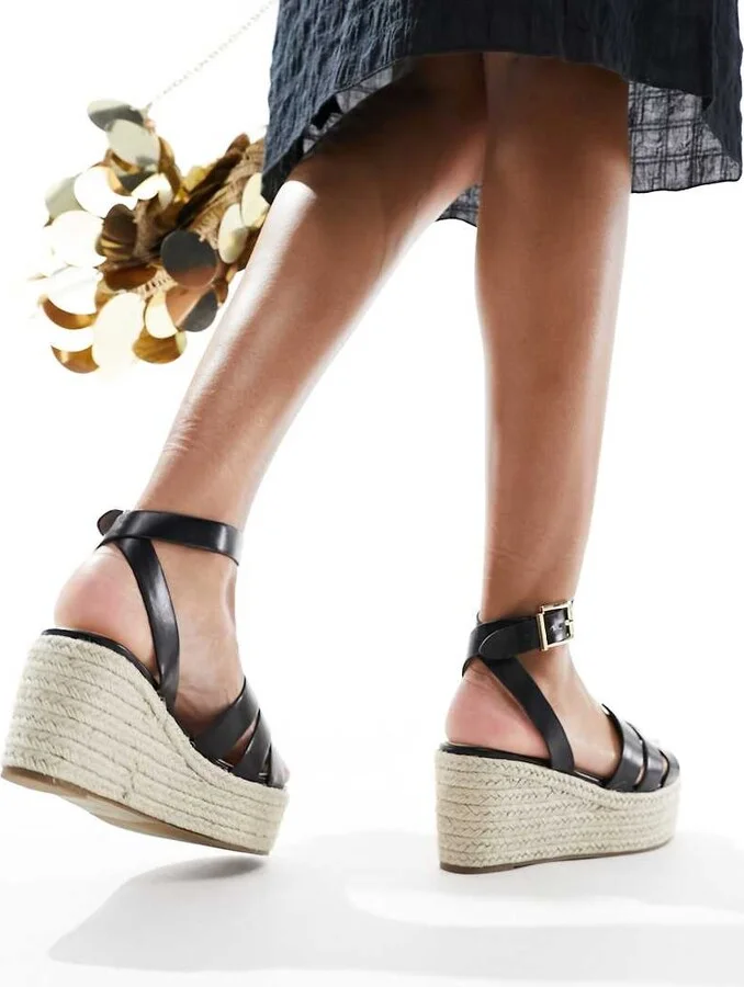 RAID Wide Fit Harlene plaftorm espadrille sandals in black - Image 3