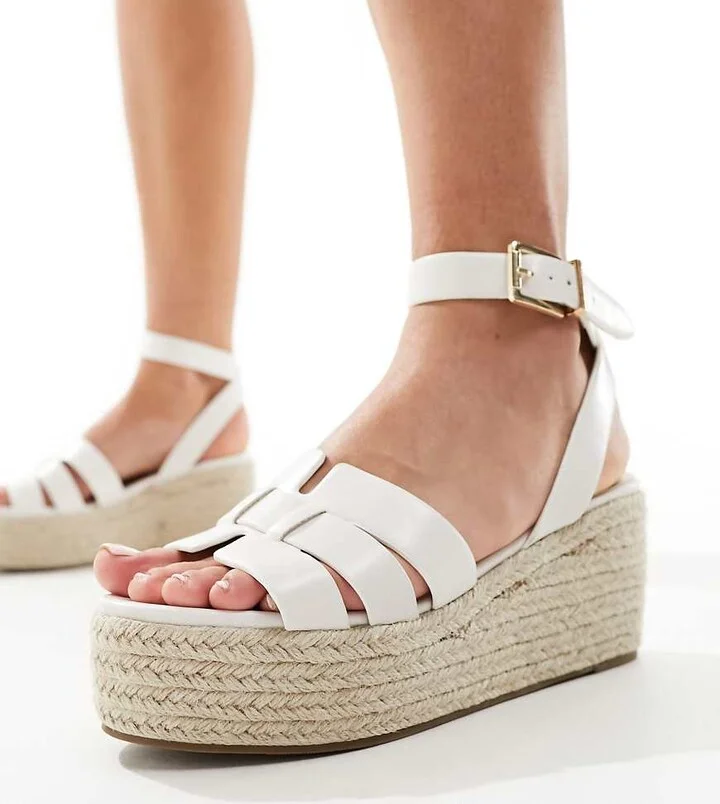 RAID Wide Fit Harlene platform espadrille sandals in black