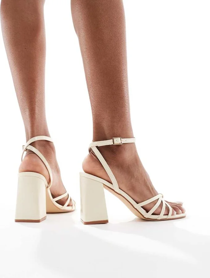 RAID Wide Fit Iveyy block heeled strappy sandals in butter yellow - Image 3