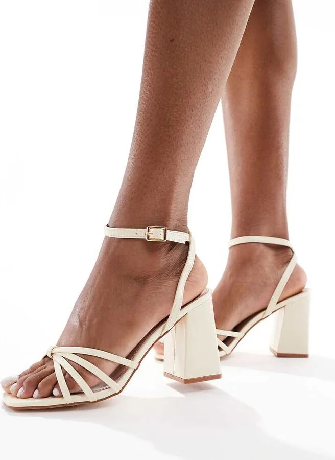 RAID Wide Fit Iveyy block heeled strappy sandals in butter yellow