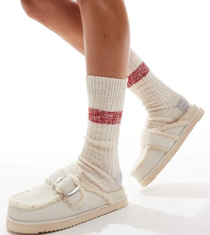 RAID Wide Fit Kylie teddy mules in beige
