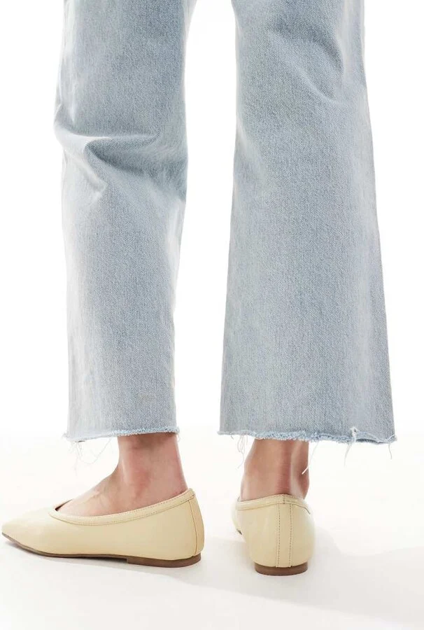 RAID Wide Fit Maryana square toe ballet flats in butter yellow - Image 2