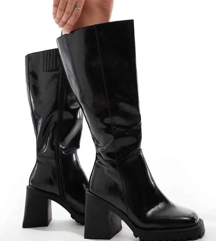 RAID Wide Fit Mayah knee boots in black