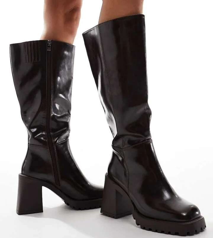 RAID Wide Fit Mayah knee boots in brown
