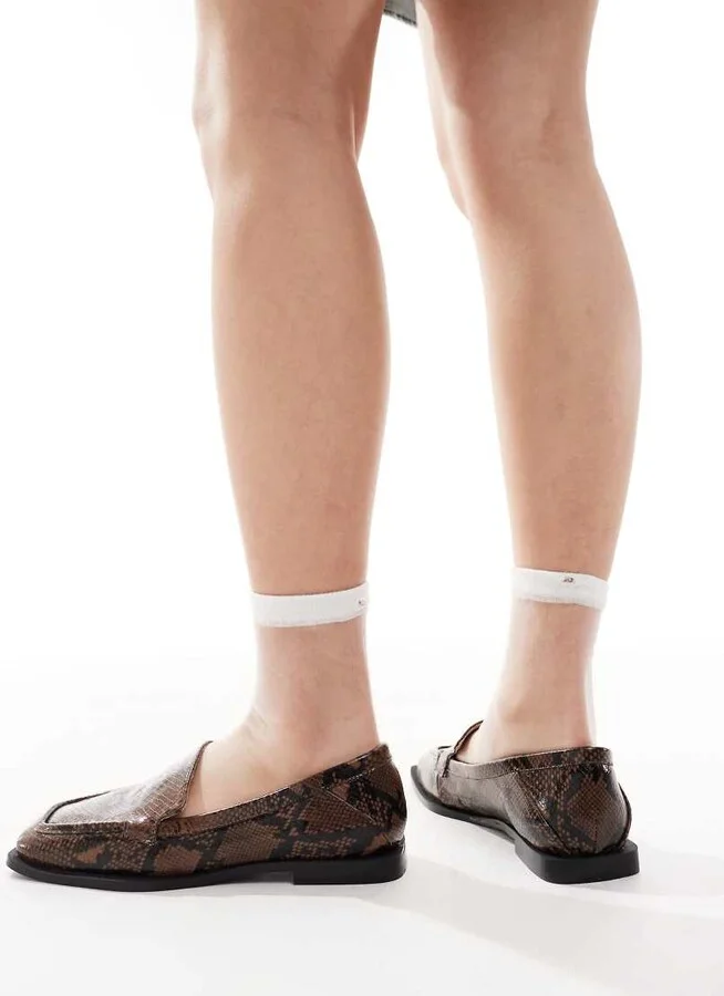 RAID Wide Fit Neely square toe loafers in brown snake - Image 2