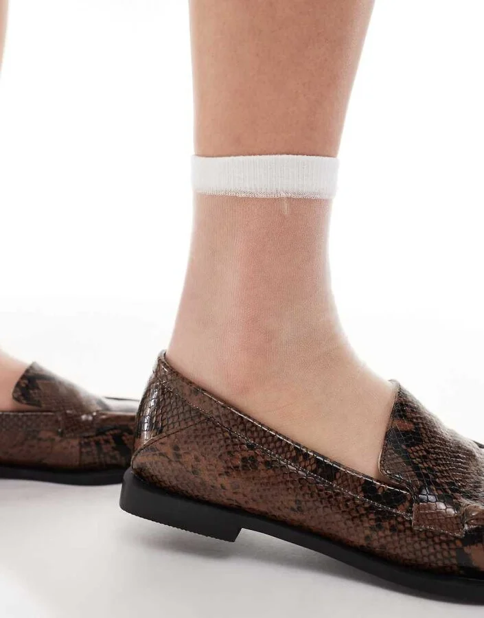 RAID Wide Fit Neely square toe loafers in brown snake - Image 3