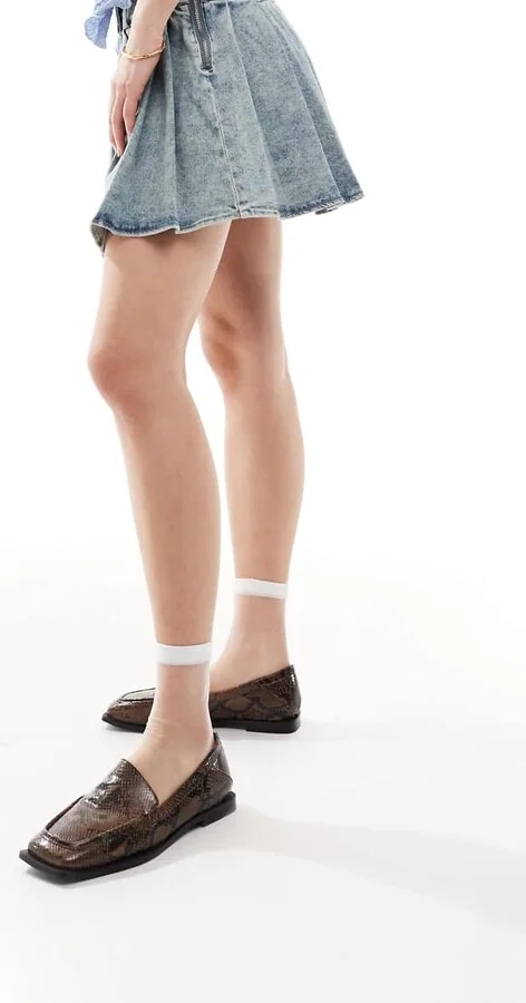 RAID Wide Fit Neely square toe loafers in brown snake - Image 4
