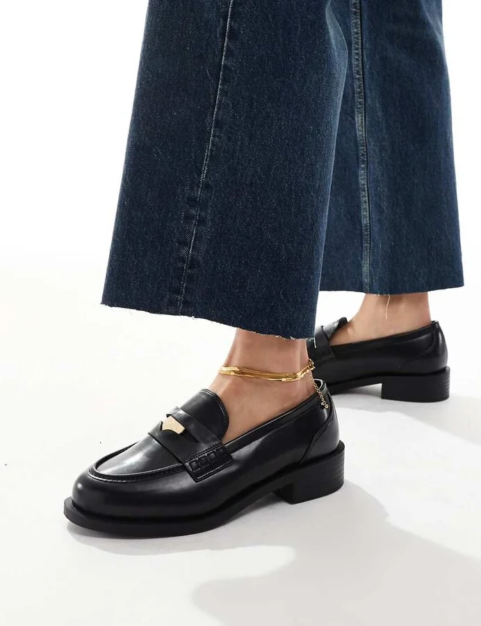 RAID Wide Fit Nonnie penny loafers in black - Image 4