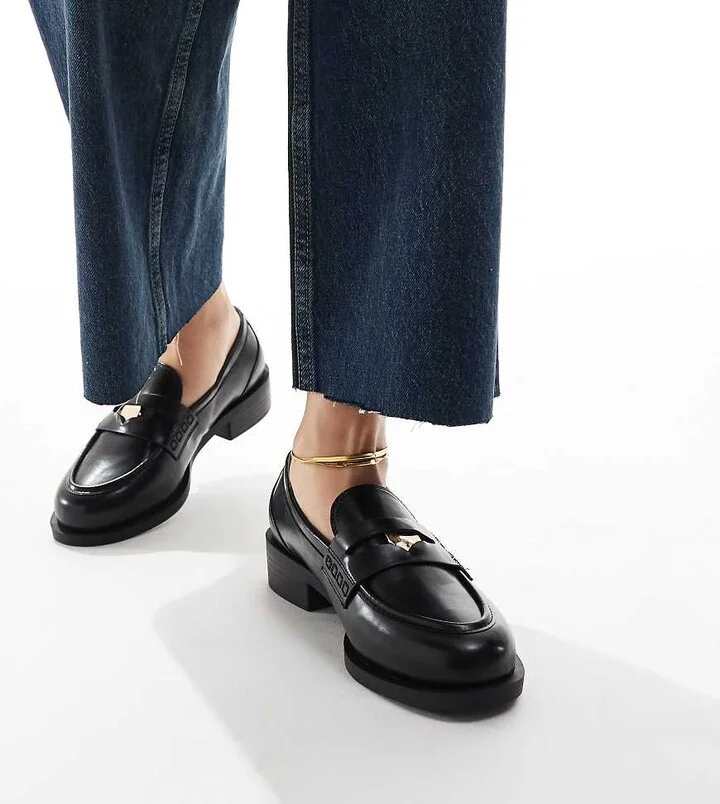 RAID Wide Fit Nonnie penny loafers in black