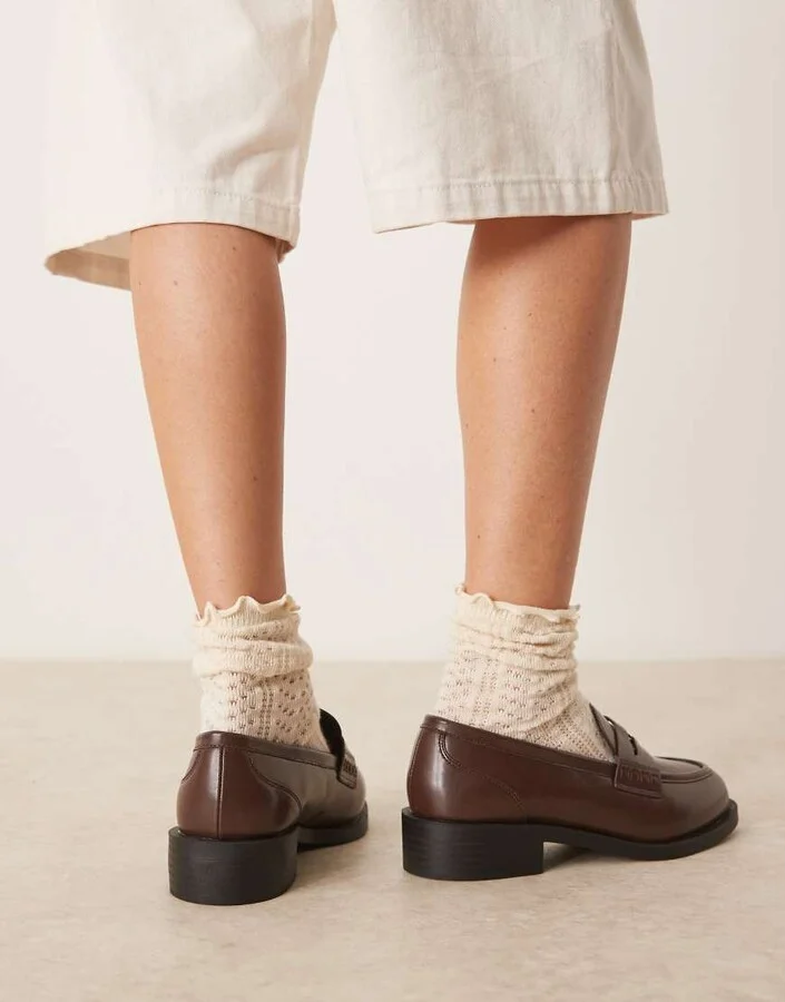 RAID Wide Fit Nonnie penny loafers in brown - Image 3