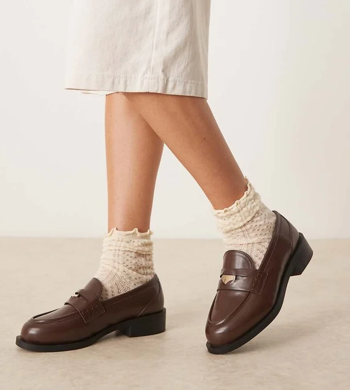 RAID Wide Fit Nonnie penny loafers in brown