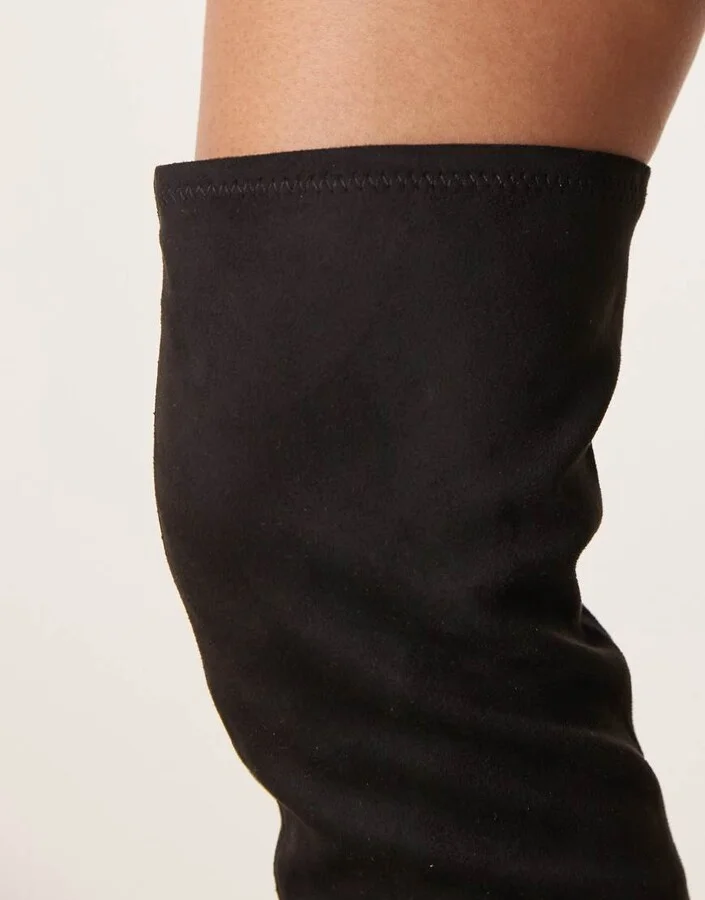 RAID Wide Fit Rykiel block heel over the knee boots in black - Image 3