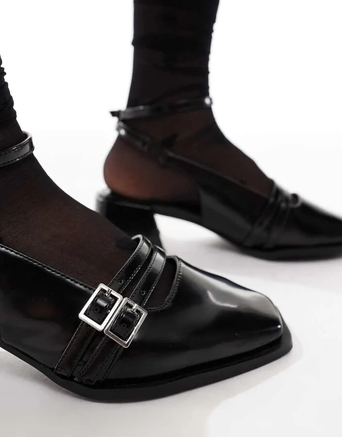 RAID Wide Fit Stacia sling back heeled mary janes in black - Image 3