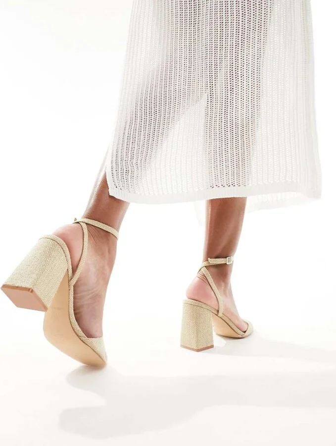 RAID Wide Fit Wink 2 block heeled sandals in natural jute - Image 4