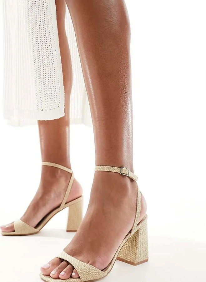 RAID Wide Fit Wink 2 block heeled sandals in natural jute
