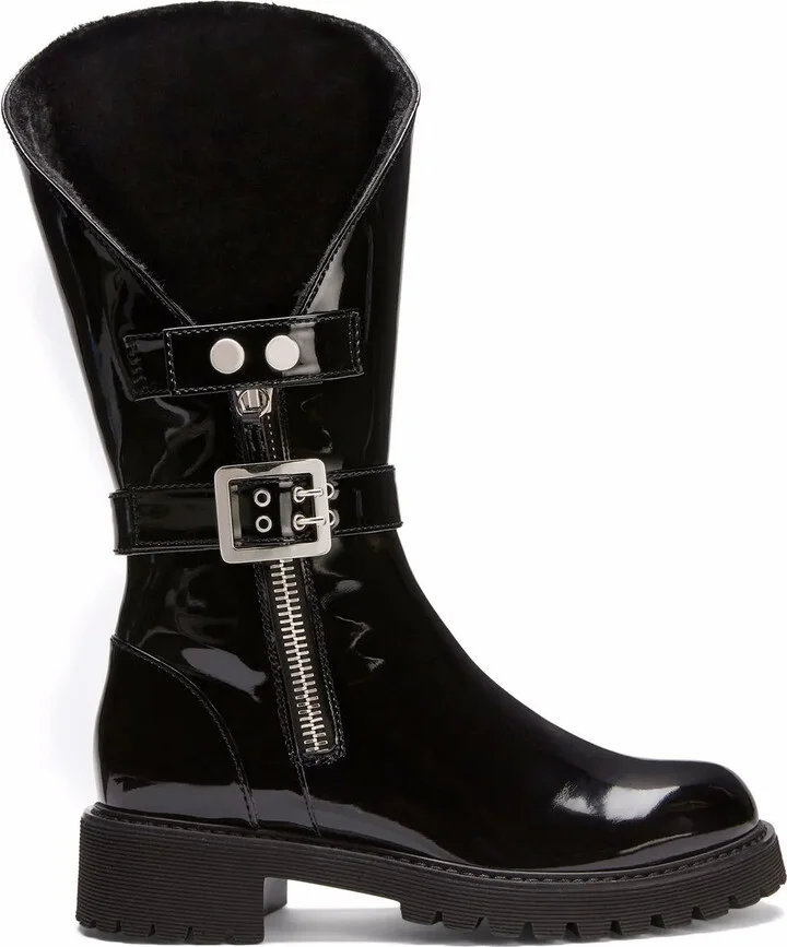 Rain patent-leather boots