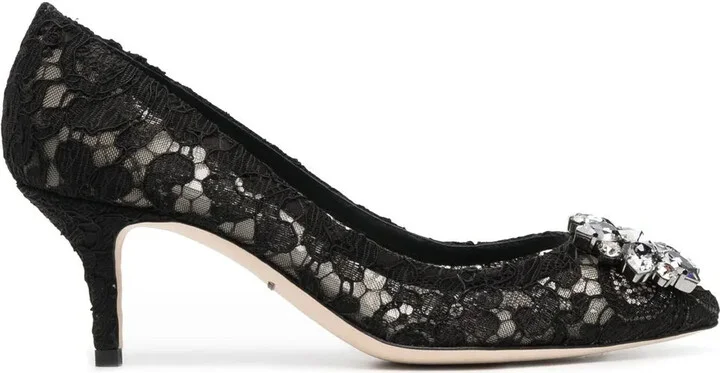 Rainbow Lace 60mm brooch-detail pumps - Image 2