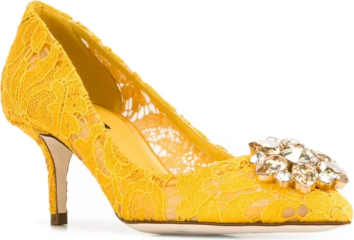 Rainbow Lace 60mm brooch-detail pumps - Image 5
