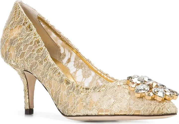 Rainbow Lace 60mm brooch-detail pumps - Image 2