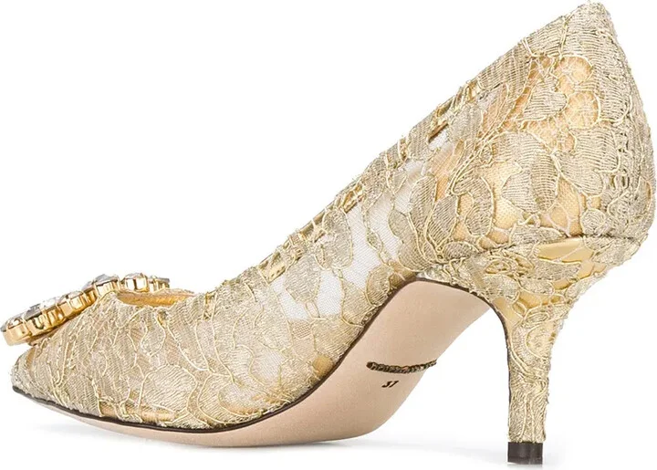 Rainbow Lace 60mm brooch-detail pumps - Image 3