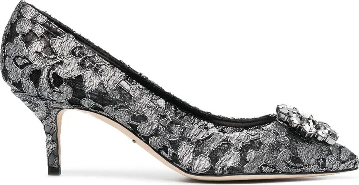 Rainbow Lace 60mm brooch-detail pumps - Image 2