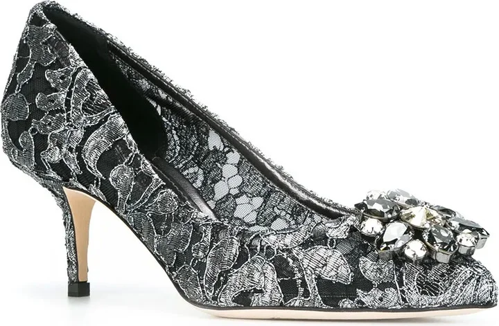 Rainbow Lace 60mm brooch-detail pumps - Image 3