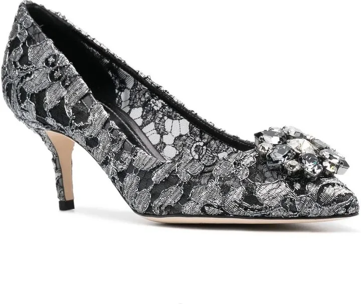 Rainbow Lace 60mm brooch-detail pumps - Image 4