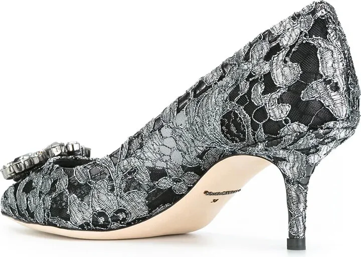 Rainbow Lace 60mm brooch-detail pumps - Image 5