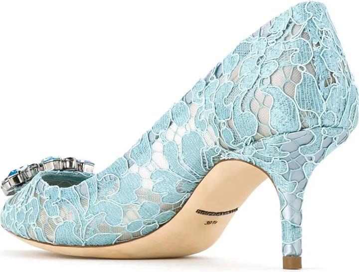 Rainbow Lace 60mm brooch-detail pumps - Image 5