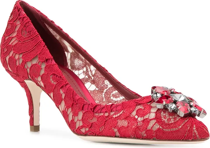 Rainbow Lace 60mm brooch-detail pumps - Image 2