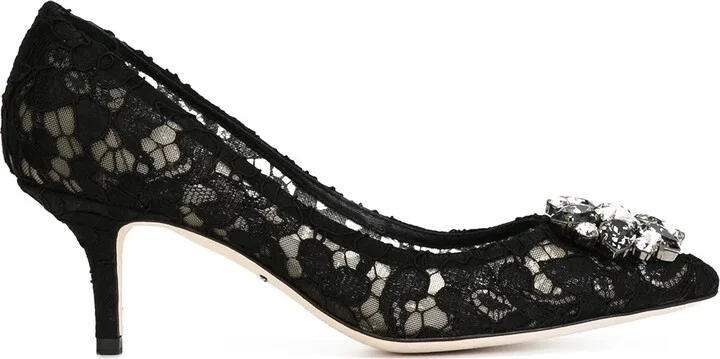 Rainbow Lace 60mm brooch-detail pumps