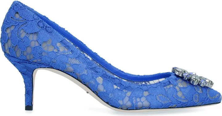 Rainbow Lace 60mm brooch-detail pumps