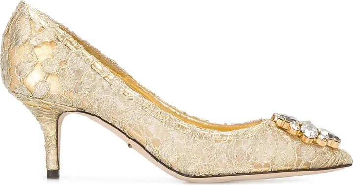 Rainbow Lace 60mm brooch-detail pumps