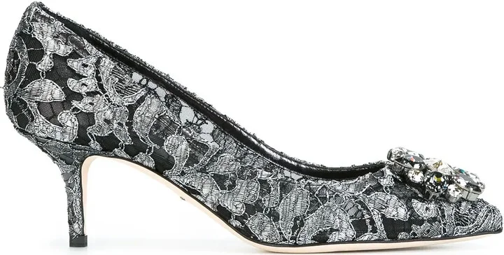 Rainbow Lace 60mm brooch-detail pumps