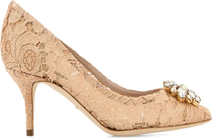 Rainbow Lace 60mm brooch-detail pumps