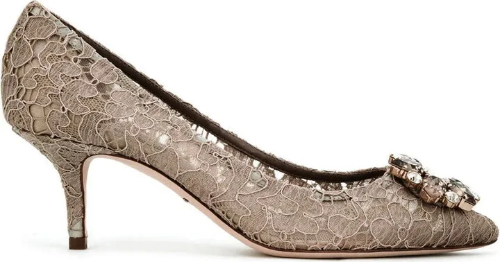 Rainbow Lace 60mm brooch-detail pumps
