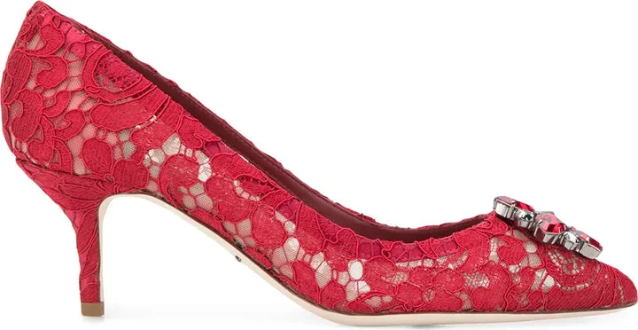 Rainbow Lace 60mm brooch-detail pumps