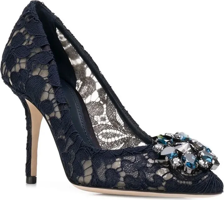 Rainbow Lace 90mm brooch-detail pumps - Image 2