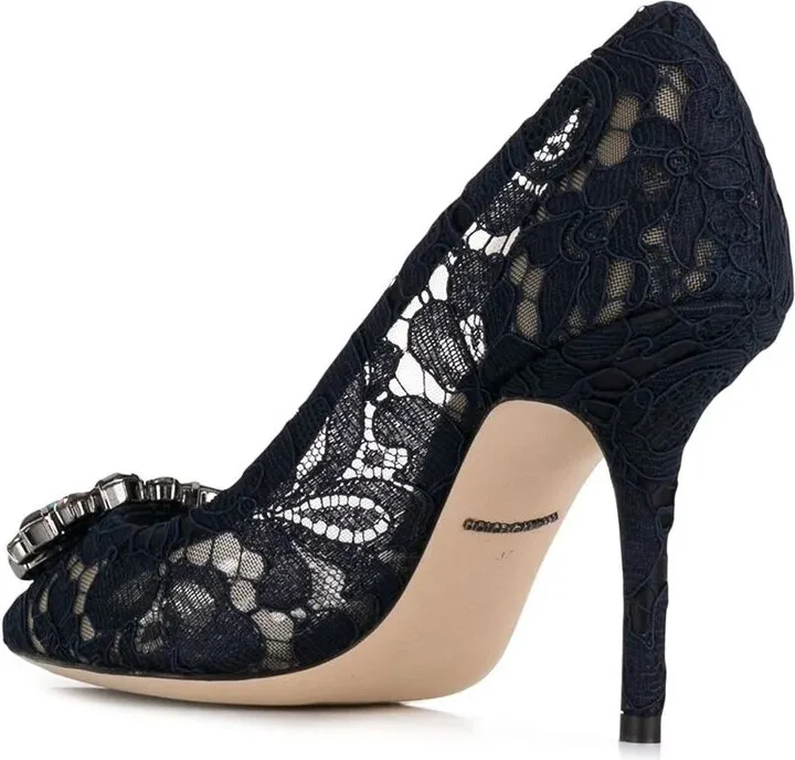 Rainbow Lace 90mm brooch-detail pumps - Image 3
