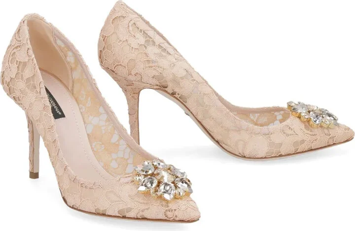 Rainbow Lace 90mm brooch-detail pumps - Image 2