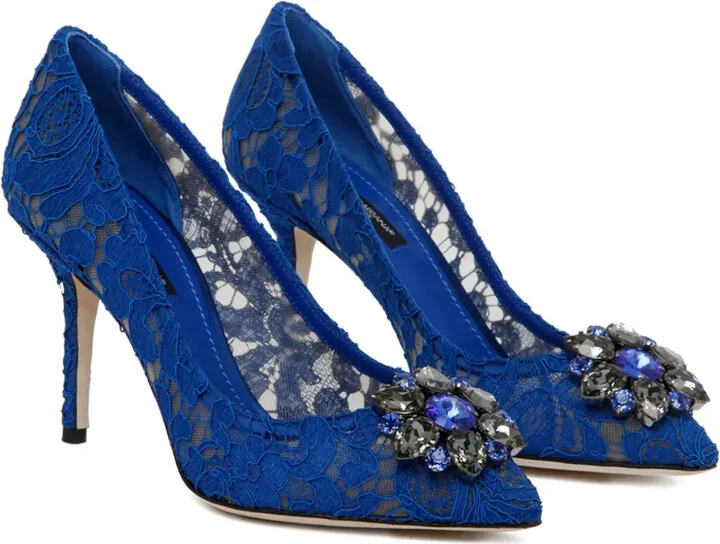 Rainbow Lace 90mm brooch-detail pumps - Image 2