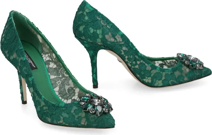 Rainbow Lace 90mm brooch-detail pumps - Image 2