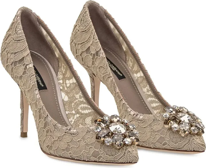Rainbow Lace 90mm brooch-detail pumps - Image 2